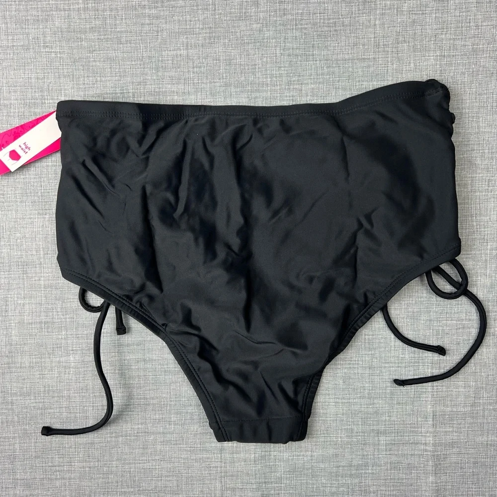 Xhiliration High Waist Side Tie Bikini Bottom Plus Size 14W 16W/18W 20W/22W - Picture 4 of 5